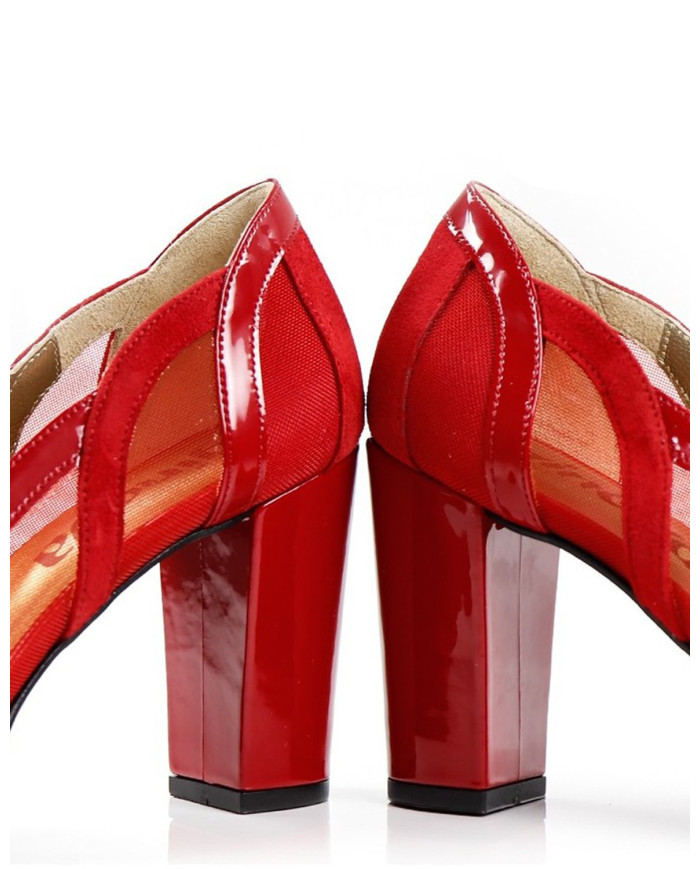Red Ladies Tacon Shoes with Transparency Ginova