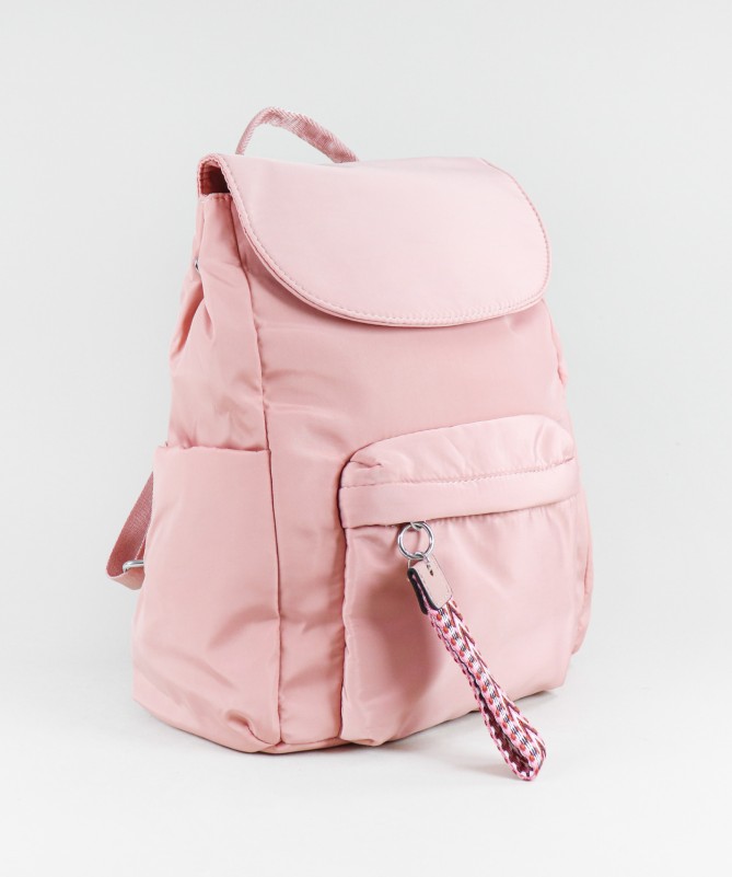 Mochila de Mulher Rosa com Bolso Frontal