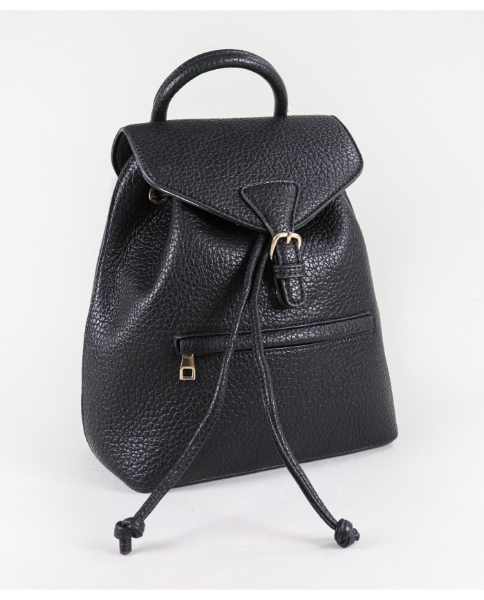 Black Women's Backpack with Cords