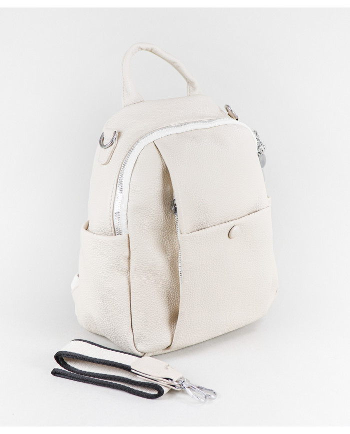 Mochila de Mulher Bege com Bolso Frontal