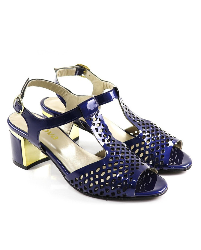 Blue sandals of Lady Ginova varnished