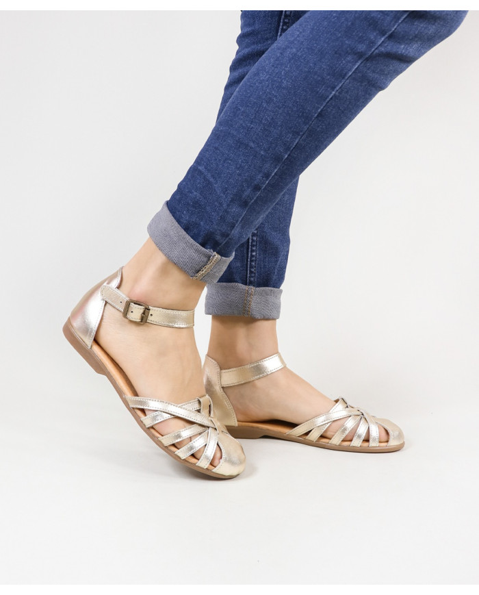 Sandalias Ginova de Señora con Tira Cruzada en Piel