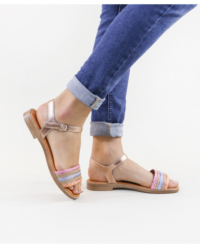 Sandalias Ginova de Señora con Tira Cruzada en Piel