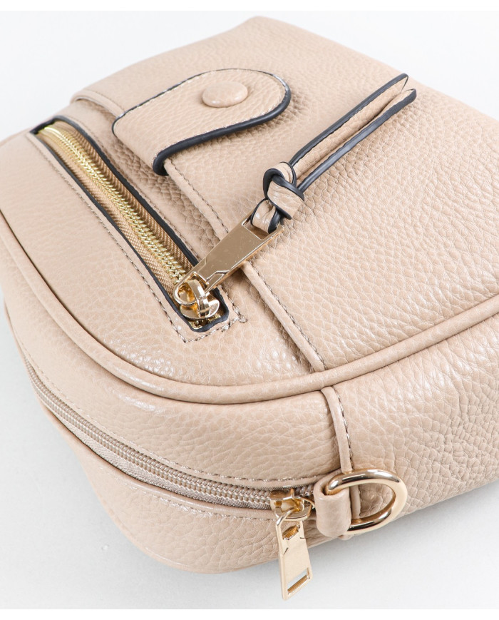 Women's Taupe Bag with Fabric Strap