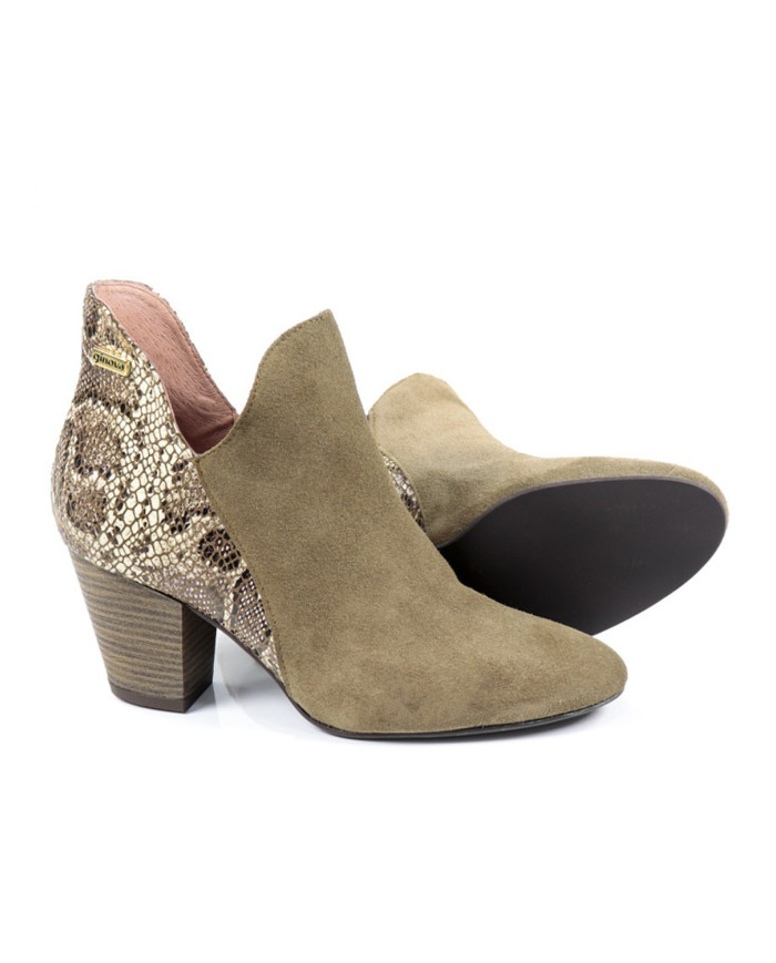 Botas de Senhora Taupe com Padrão Cobra Atrás Ginova