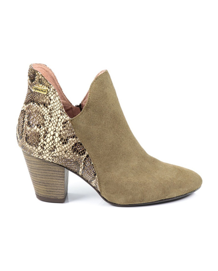 Botas de Senhora Taupe com Padrão Cobra Atrás Ginova