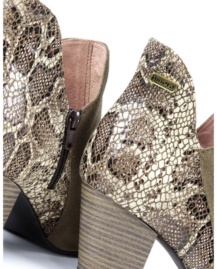 Botas de Senhora Taupe com Padrão Cobra Atrás Ginova