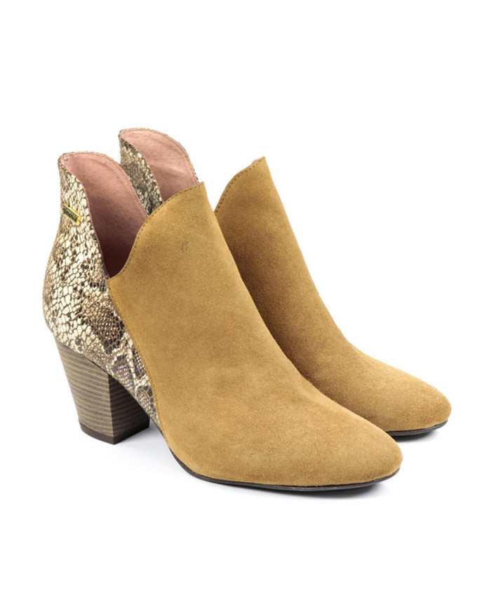 Botas de Senhora Camel com Padrão Cobra Atrás Ginova