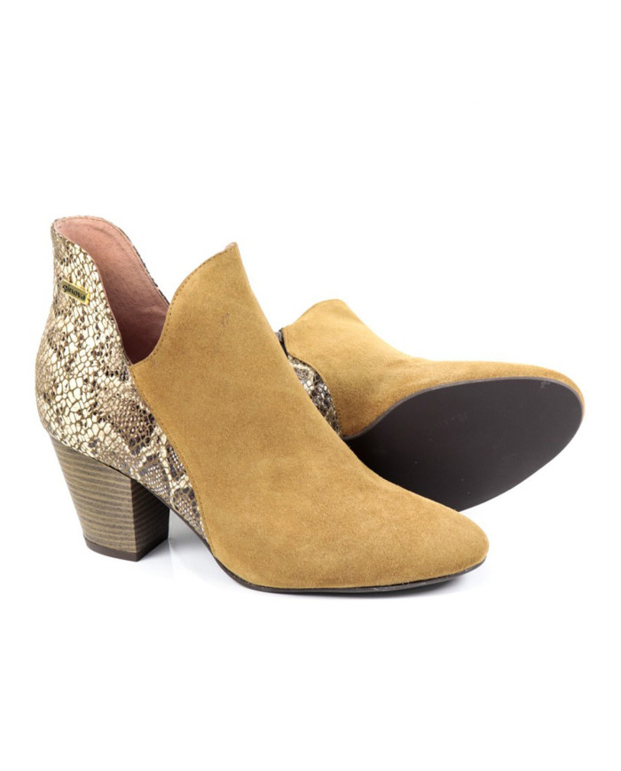 Botas de Senhora Camel com Padrão Cobra Atrás Ginova