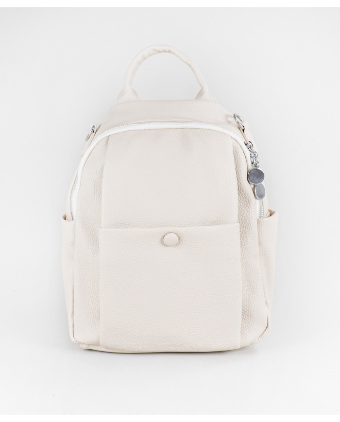 Beige Women's Backpack with Front Pocket