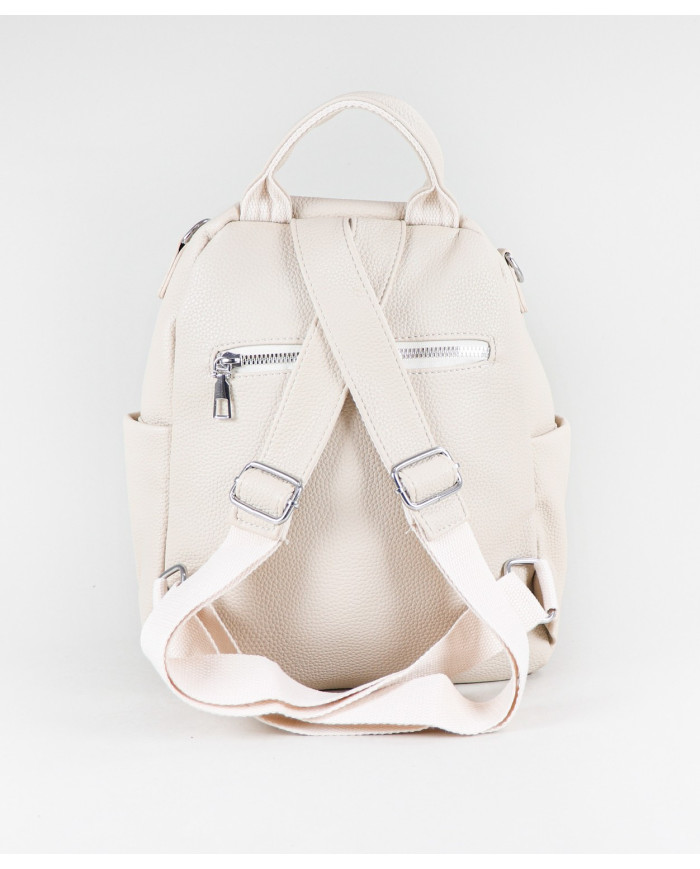 Beige Women's Backpack with Front Pocket