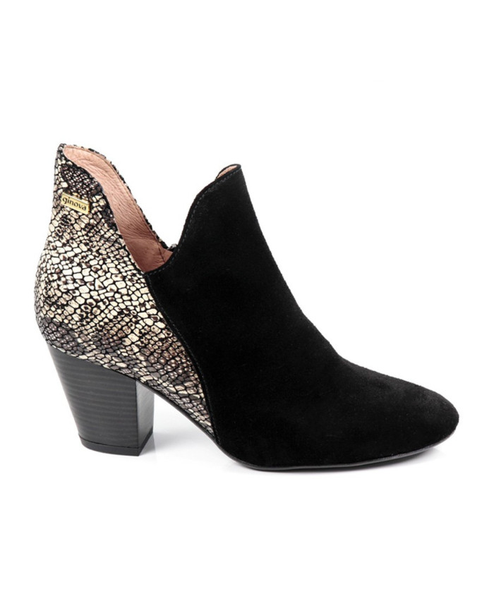 Botas de Senhora Pretas com Padrão Cobra Atrás Ginova
