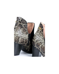 Botas de Senhora Pretas com Padrão Cobra Atrás Ginova