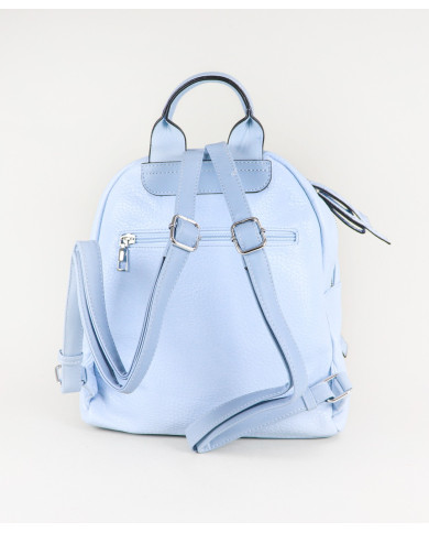 Mochila de Mulher Azul com Bolso Decorado