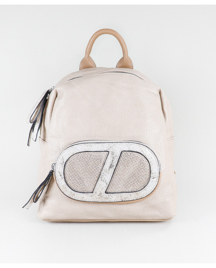 Mochila de Mulher Taupe com Bolso Decorado