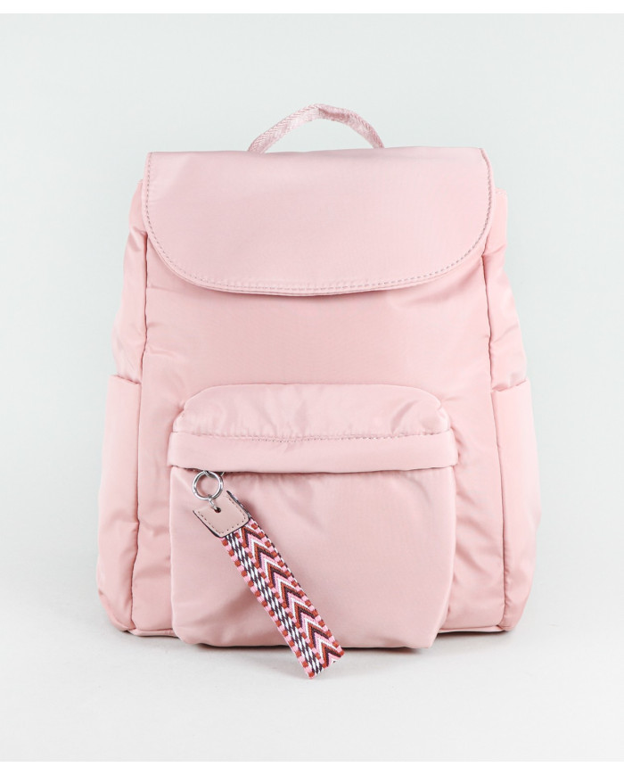 Mochila de mujer rosa con bolsillo delantero