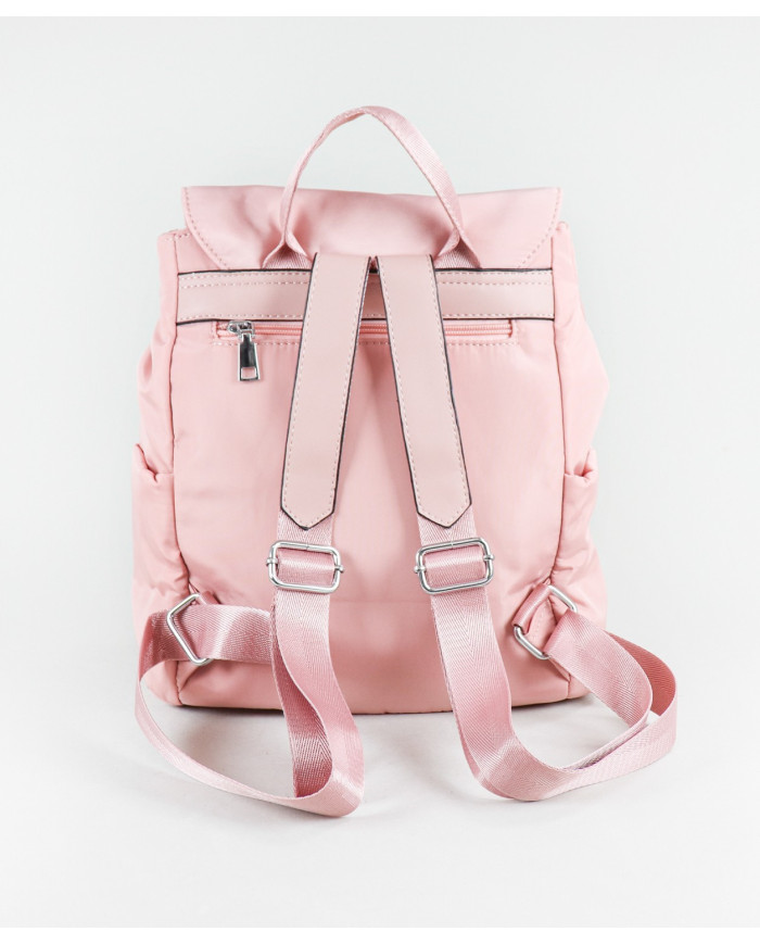 Mochila de mujer rosa con bolsillo delantero