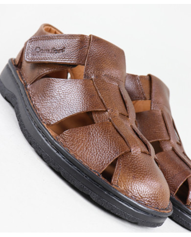 Chinelos em Pele com Velcro Ginova