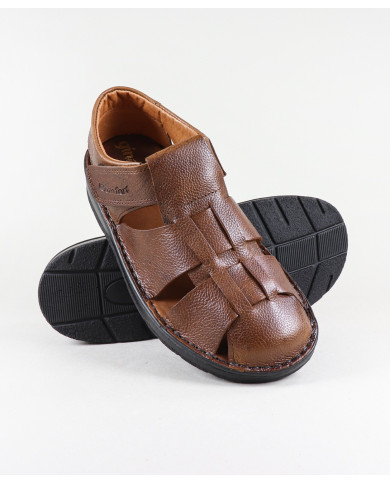 Chinelos em Pele com Velcro Ginova