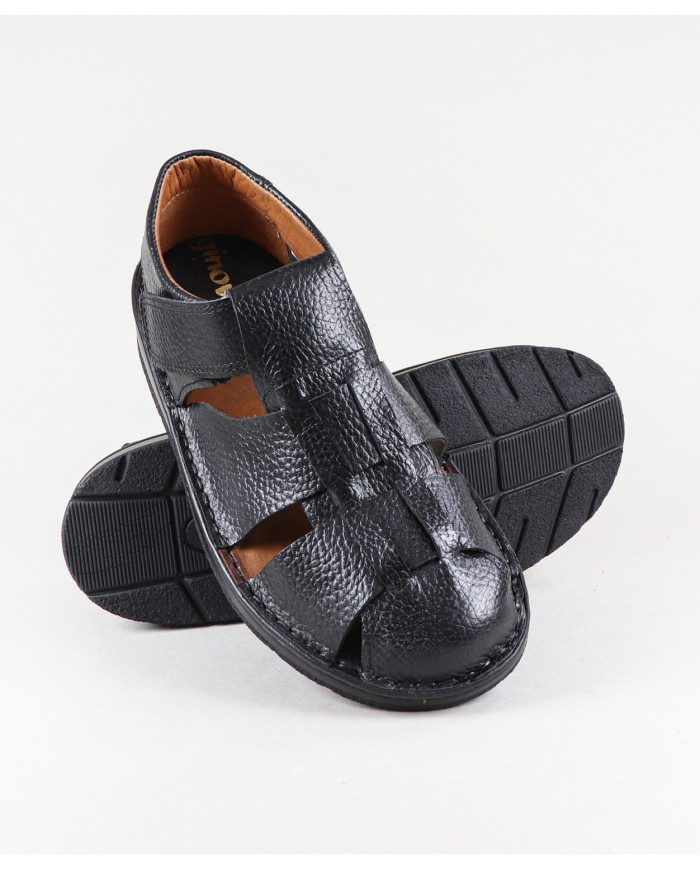 Zapatillas en piel con velcro Ginova