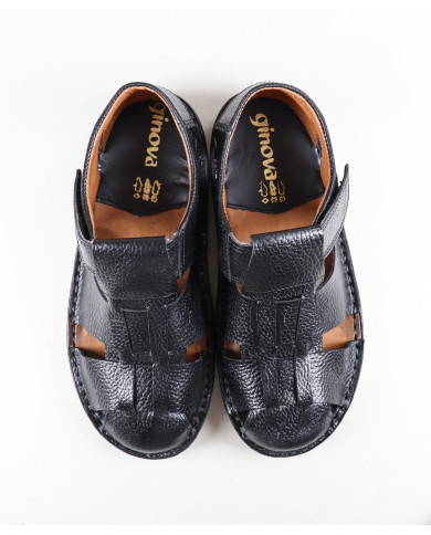 Zapatillas en piel con velcro Ginova