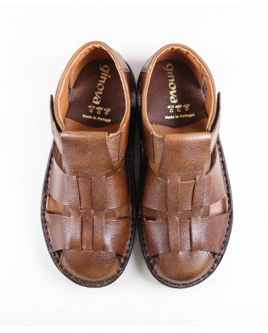 Zapatillas en piel con velcro Ginova