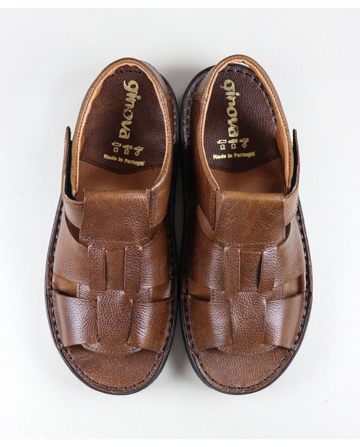 Zapatillas en piel con velcro Ginova