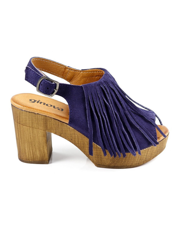 Sandálias Azuis de Senhora Ginova Camurça