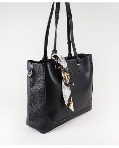 Maleta de mujer negra con cordón decorativo