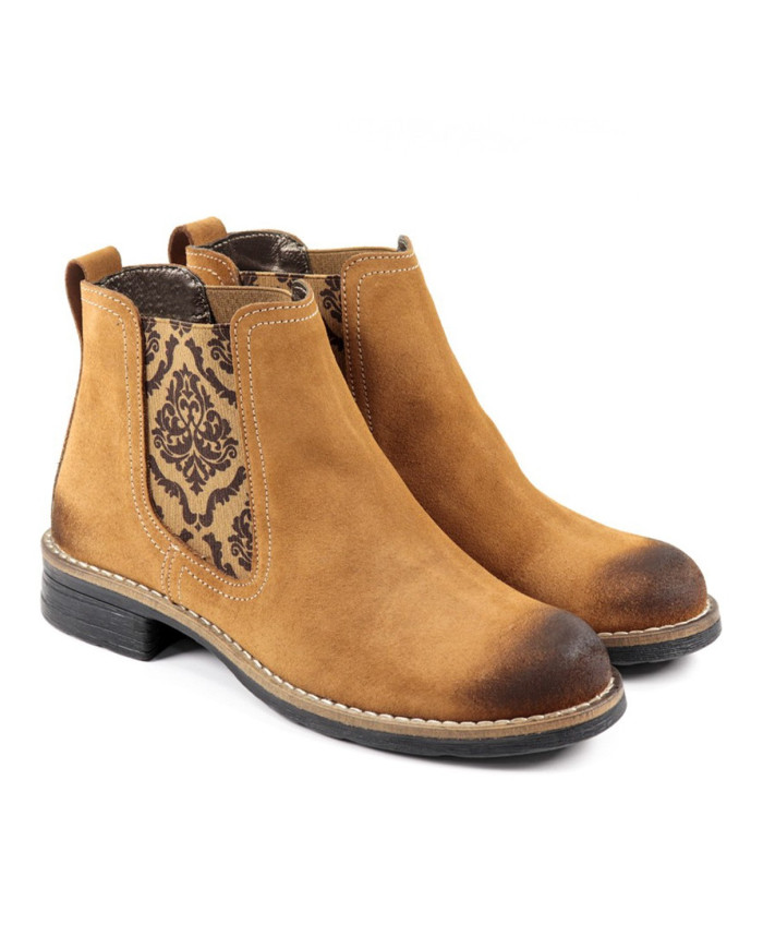 Botas Camel Femininas Ginova com Padrão no Elástico
