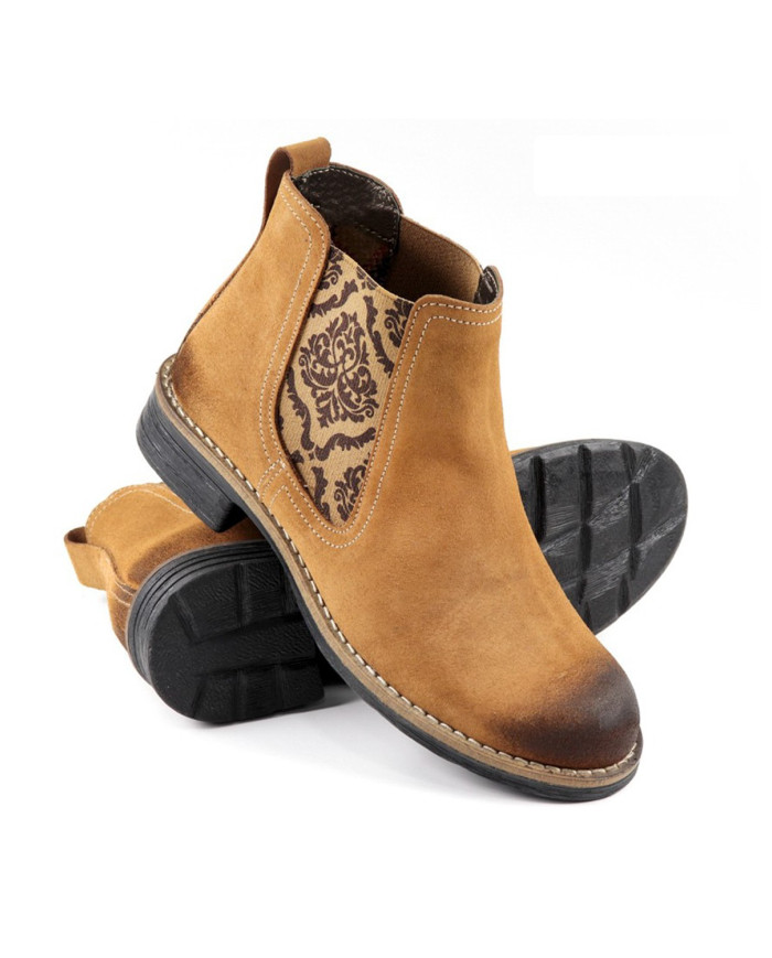 Botas Camel Femininas Ginova com Padrão no Elástico