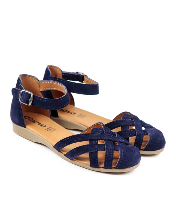 Blue Sandals Rasas Ginova with Cross Strips Closed