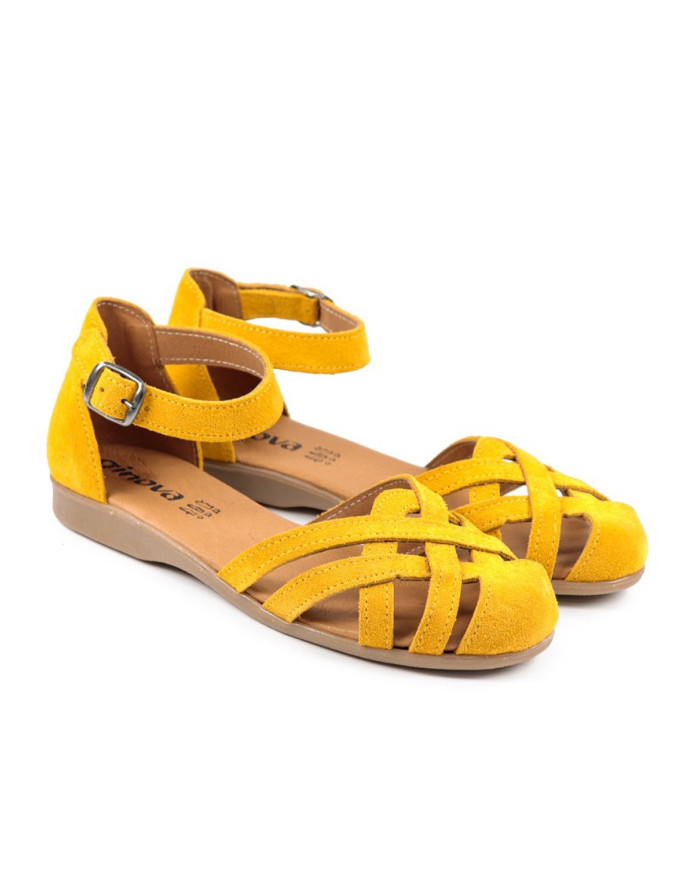 Yellow Sandals Rasas Ginova with Cross Strips Closed