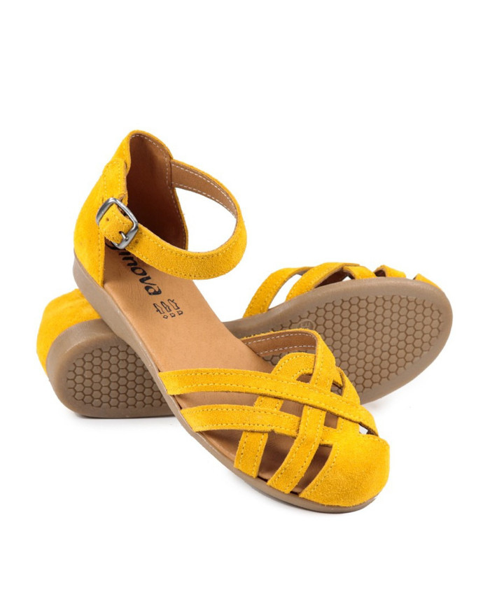 Yellow Sandals Rasas Ginova with Cross Strips Closed