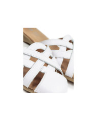 White Sandals Rasas Ginova with Cross Strips Closed