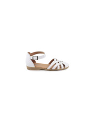 White Sandals Rasas Ginova with Cross Strips Closed
