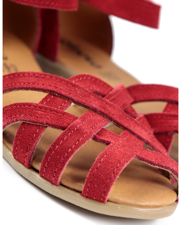Rasas Ginova Red Sandals with Cross Strips Open