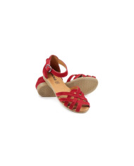 Rasas Ginova Red Sandals with Cross Strips Open
