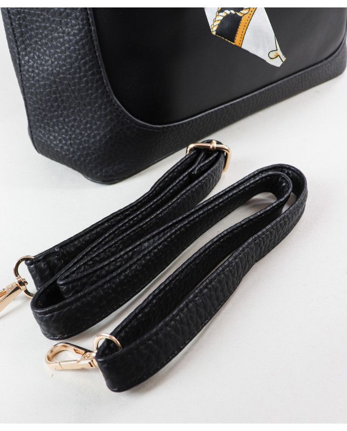 Maleta de mujer negra con cordón decorativo