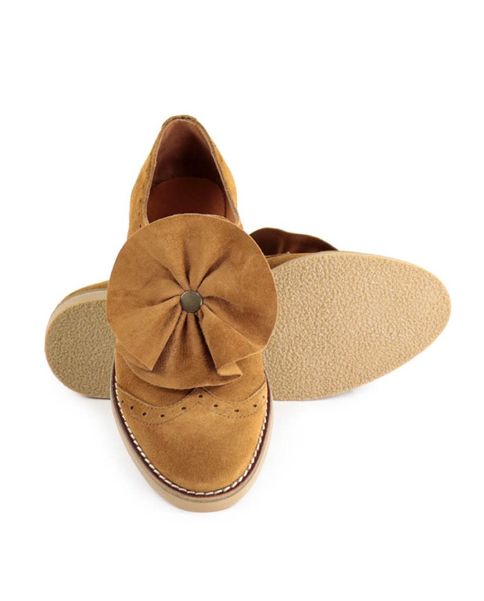Sapato Camel de Senhora Ginova Tipo Oxford