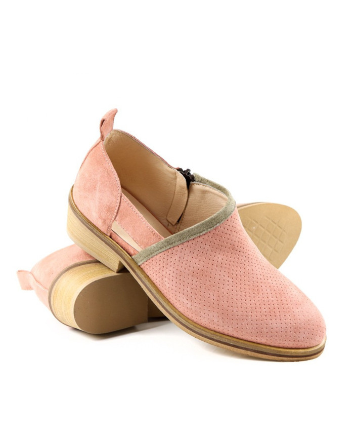 Botins Rosa de Senhora Ginova com Corte de Lado