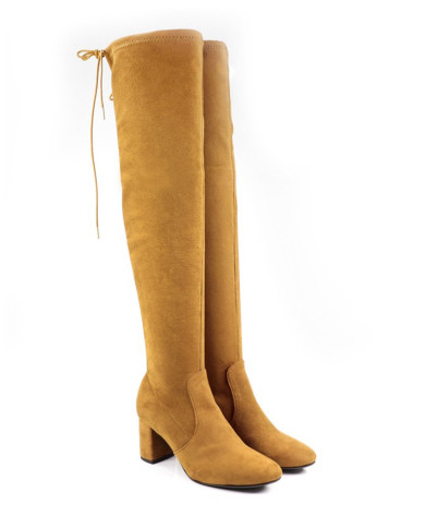 Botas de Senhora Camel Acima do Joelho em Lycra Ginova