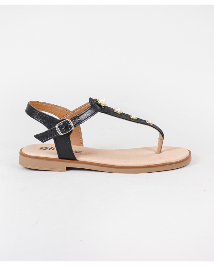 Women's Sandals with Pearls in the Strip