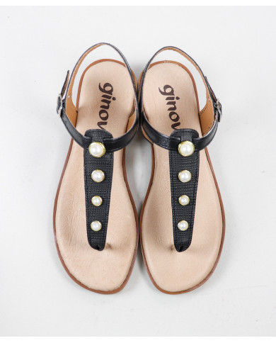 Women's Sandals with Pearls in the Strip