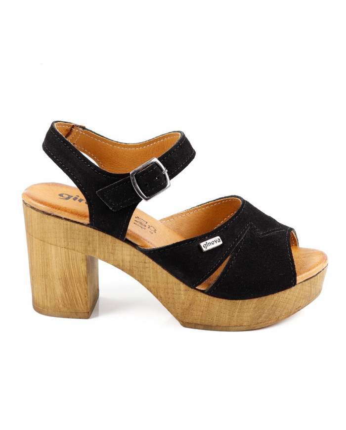Women's Black Sandals Ginova in Camurça