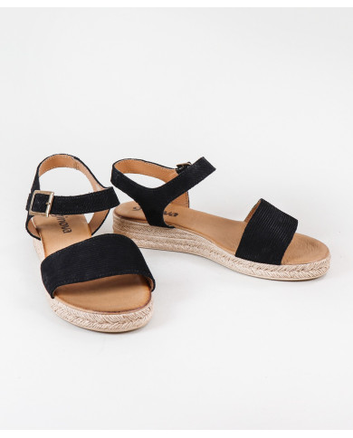 Sandalias femeninas compensadas con tira de agarre