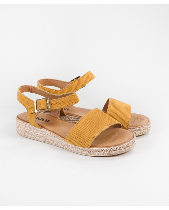 Sandalias femeninas compensadas con tira de agarre