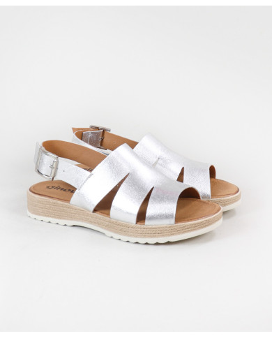 Sandalias femeninas compensadas con tira de agarre