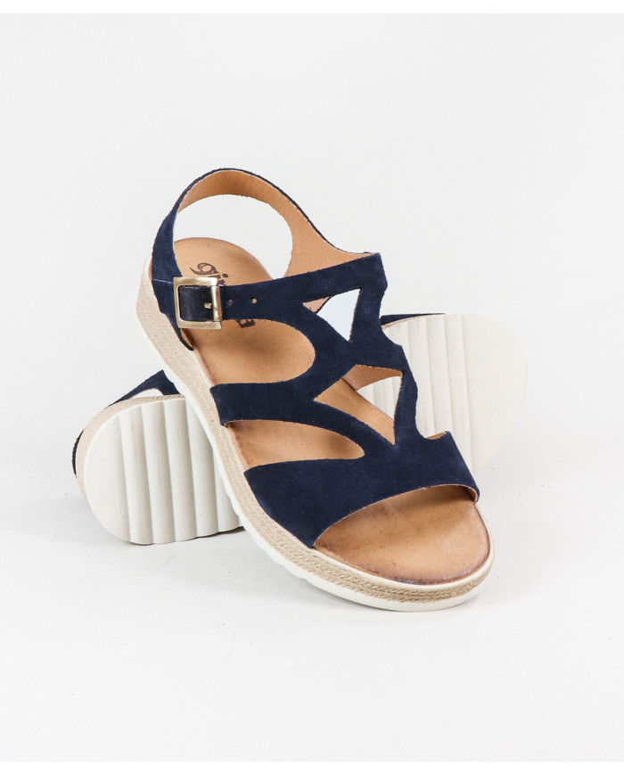 Sandalias femeninas compensadas con tira de agarre