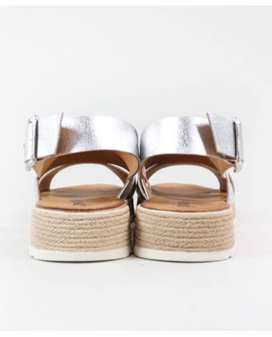 Sandalias femeninas compensadas con tira de agarre